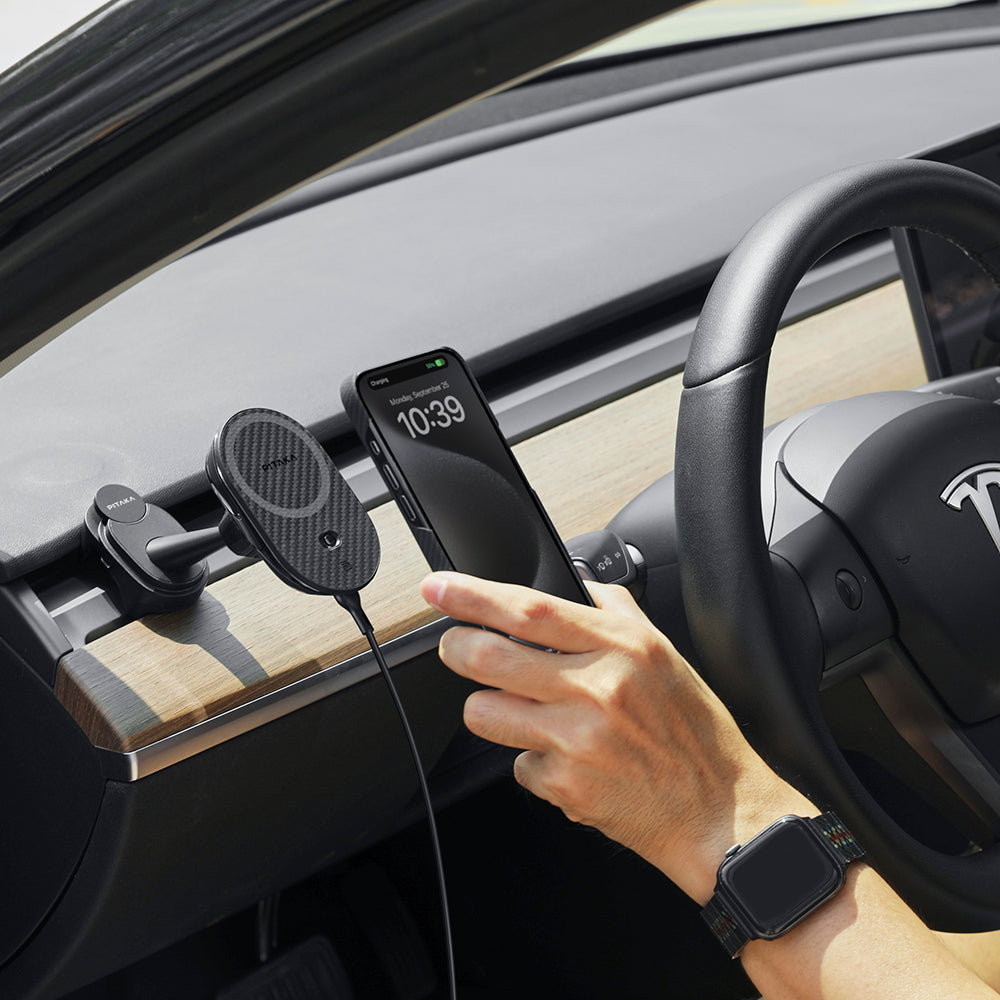 Pitaka MagEZ Pro 2 M-safe Şarj Özellikli Qi2 Tesla Model Y ve Model 3 Uyumlu Aramid Fiber Araç Telefon Tutucu Pitaka MagEZ Pro 2 M-safe Şarj Özellikli Qi2 Tesla Model Y ve Model 3 Uyumlu Aramid Fiber Araç Telefon Tutucu